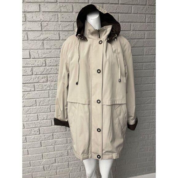 Liz Claiborne Women Cream Outerwear Jacket Removable Hood & Lining Size LP - Picture 1 of 11